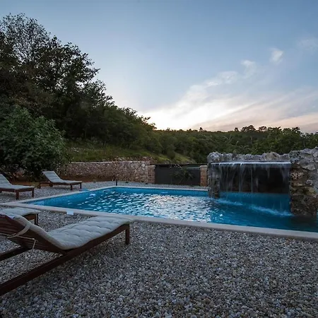 With Pool And Waterfall, Quiet Area - By Traveler Tourist Agency Krk - Id 2212 Villa Vrbnik (Primorje-Gorski Kotar)